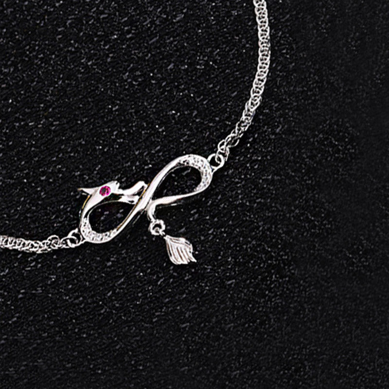 Bracelet de protection porte-bonheur en argent sterling 999 avec pendentif en forme de queue de nœud sans fin en zircon et Buddha Stones Année du Dragon