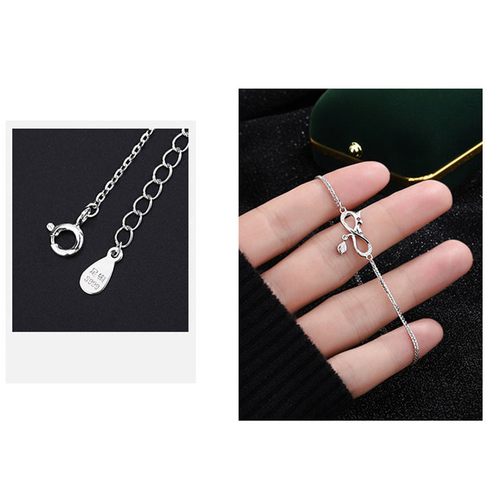 Bracelet de protection porte-bonheur en argent sterling 999 avec pendentif en forme de queue de nœud sans fin en zircon et Buddha Stones Année du Dragon