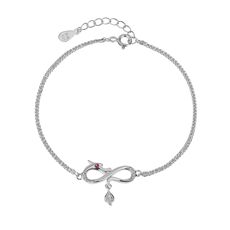 Bracelet de protection porte-bonheur en argent sterling 999 avec pendentif en forme de queue de nœud sans fin en zircon et Buddha Stones Année du Dragon