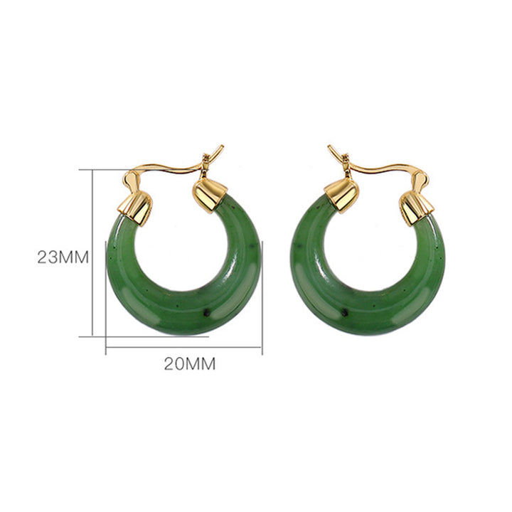 Boucles d'oreilles pendantes en jade cyan naturel Hetian rond, plaqué or et argent sterling 925, Buddha Stones. - image 6