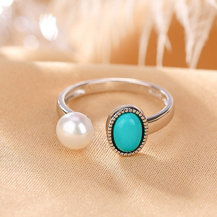 Collier pendentif bague boucles d'oreilles sagesse guérison perles turquoise argent sterling 925 Buddha Stones - Bague 54-60 mm (réglable) - image 6