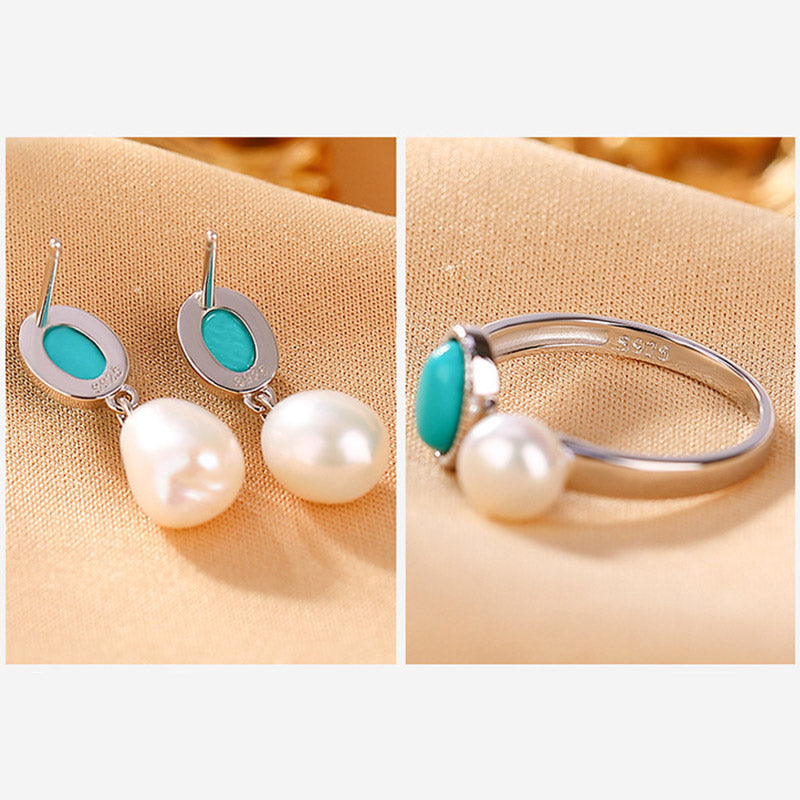 Collier pendentif bague boucles d'oreilles sagesse guérison perles turquoise argent sterling 925 Buddha Stones