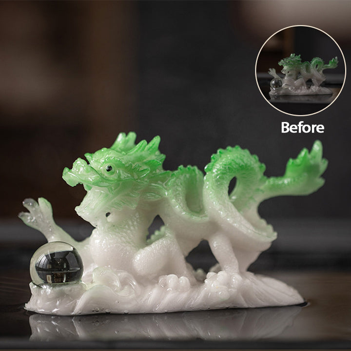 Buddha Stones Année du Dragon Couleur Changeante Résine Chance Succès Thé Animal de Compagnie Figurine Décoration - Dragon vert et blanc 15,9 x 5,5 x 7,9 cm - image 21