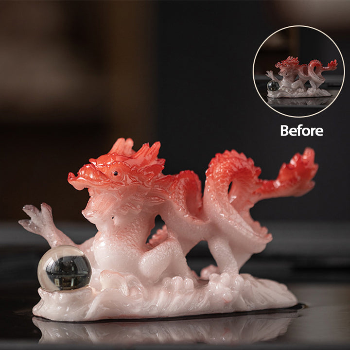 Buddha Stones Année du Dragon Couleur Changeante Résine Chance Succès Thé Animal de Compagnie Figurine Décoration - Dragon rouge et blanc 15,9 x 5,5 x 7,9 cm - image 20