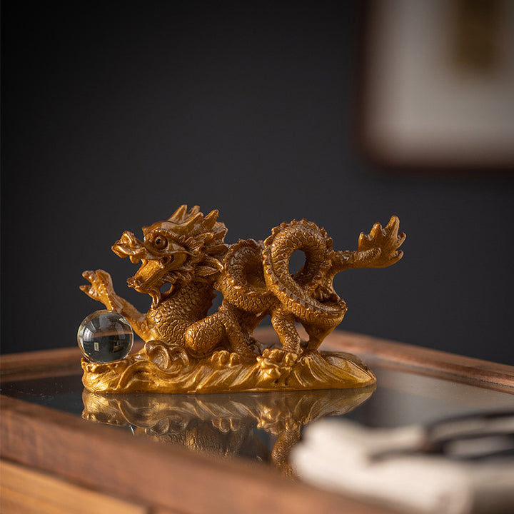 Buddha Stones Année du Dragon Couleur Changeante Résine Chance Succès Thé Animal de Compagnie Figurine Décoration - image 3