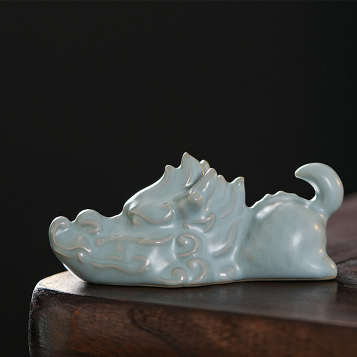 Buddha Stones Année du Dragon Chance Thé en céramique Figurine pour animaux de compagnie Décoration de la maison - Un animal de compagnie Dragon Tea 10,2*4,5cm - image 4