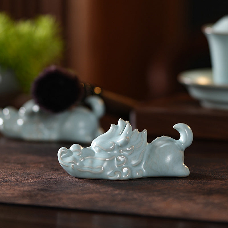 Buddha Stones Année du Dragon Chance Thé en céramique Figurine pour animaux de compagnie Décoration de la maison - image 1