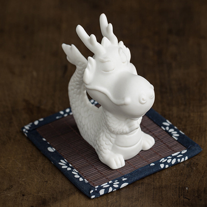 Buddha Stones Année du Dragon Chance Porcelaine Blanche Thé en Céramique Figurine pour Animaux de Compagnie Décoration de Maison - image 1