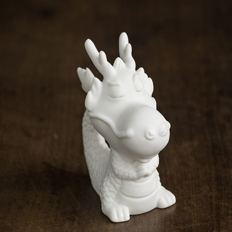 Buddha Stones Année du Dragon Chance Porcelaine Blanche Thé en Céramique Figurine pour Animaux de Compagnie Décoration de Maison - Dragon 4,3 cm x 5,9 cm x 8,6 cm - image 13