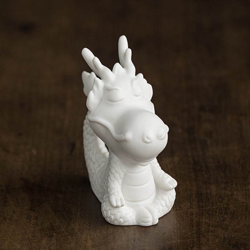 Buddha Stones Année du Dragon Chance Porcelaine Blanche Thé en Céramique Figurine pour Animaux de Compagnie Décoration de Maison - Dragon Méditant 4,3 cm x 5,9 cm x 8,6 cm - image 14