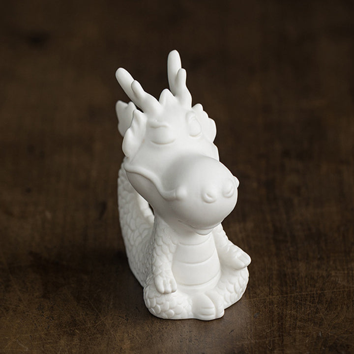 Buddha Stones Année du Dragon Chance Porcelaine Blanche Thé en Céramique Figurine pour Animaux de Compagnie Décoration de Maison - Dragon Méditant 4,3 cm x 5,9 cm x 8,6 cm - image 14