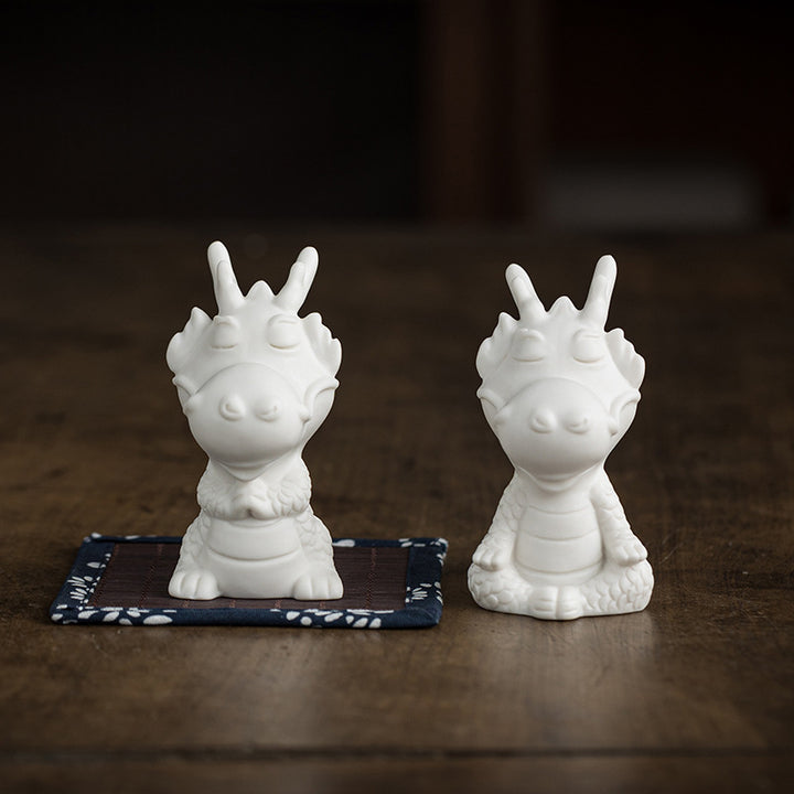 Buddha Stones Année du Dragon Chance Porcelaine Blanche Thé en Céramique Figurine pour Animaux de Compagnie Décoration de Maison - image 16