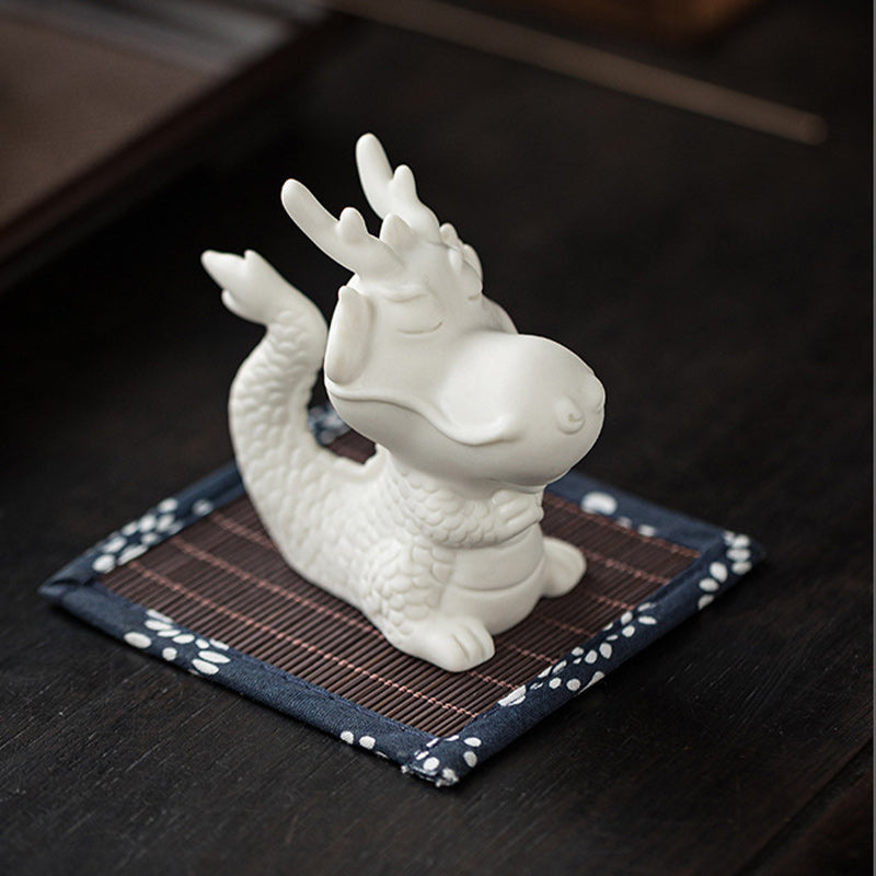 Buddha Stones Année du Dragon Chance Porcelaine Blanche Thé en Céramique Figurine pour Animaux de Compagnie Décoration de Maison - image 2