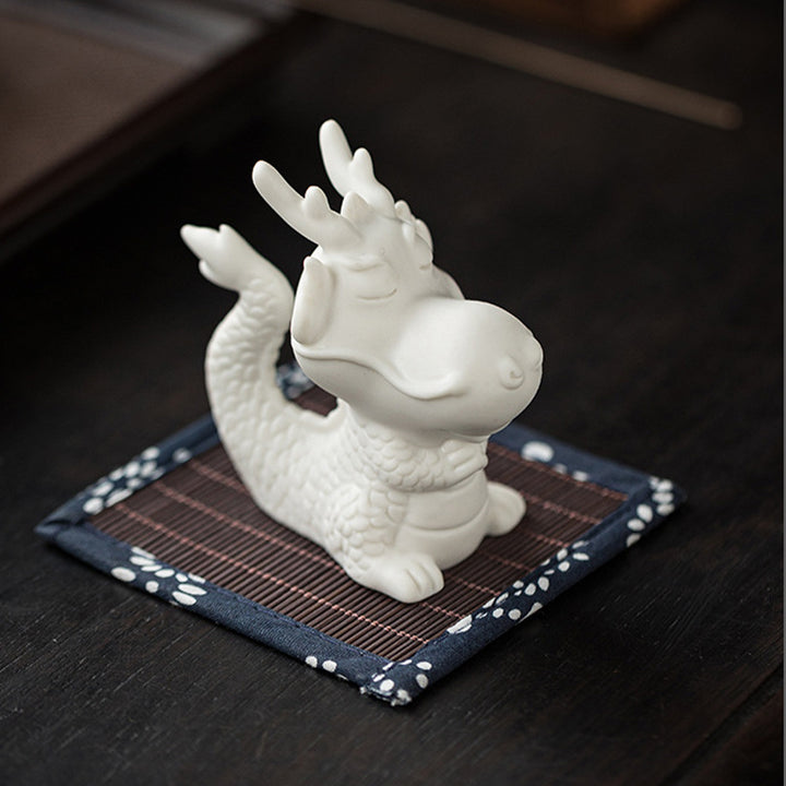 Buddha Stones Année du Dragon Chance Porcelaine Blanche Thé en Céramique Figurine pour Animaux de Compagnie Décoration de Maison - image 2