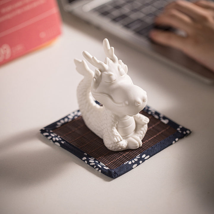 Buddha Stones Année du Dragon Chance Porcelaine Blanche Thé en Céramique Figurine pour Animaux de Compagnie Décoration de Maison - image 12