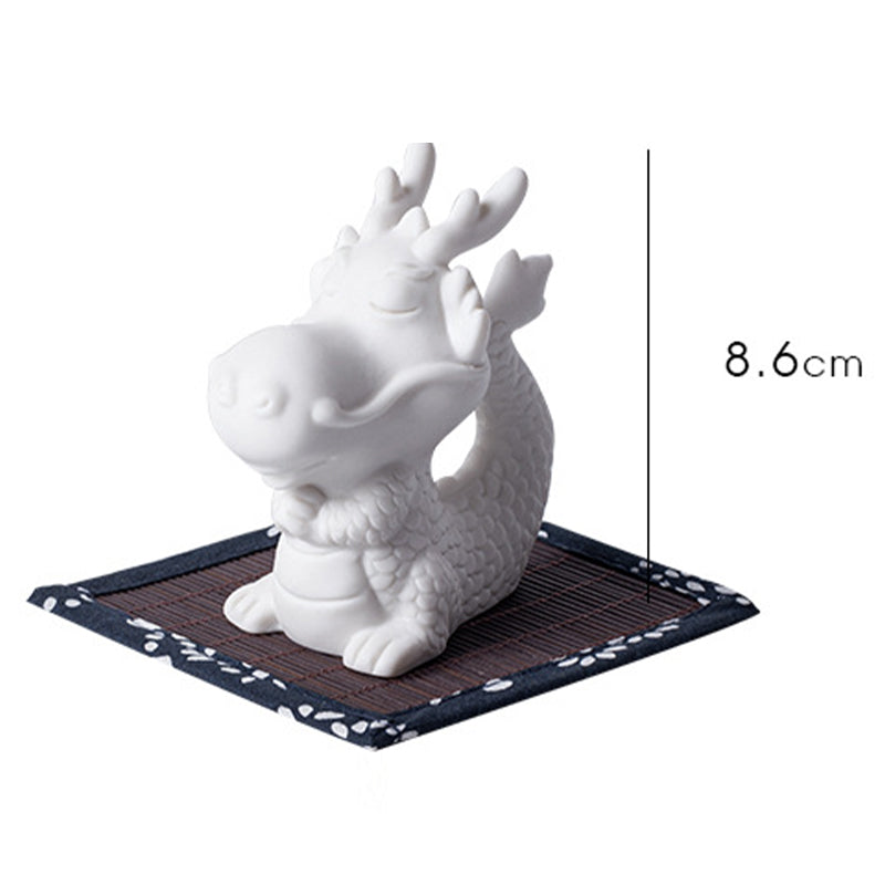Buddha Stones Année du Dragon Chance Porcelaine Blanche Thé en Céramique Figurine pour Animaux de Compagnie Décoration de Maison - image 9