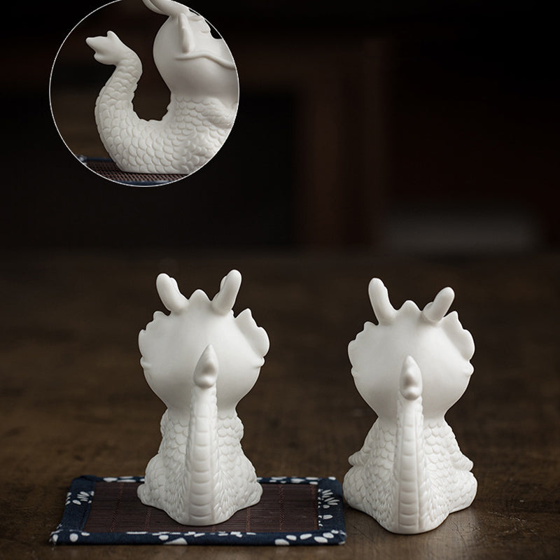 Buddha Stones Année du Dragon Chance Porcelaine Blanche Thé en Céramique Figurine pour Animaux de Compagnie Décoration de Maison - image 18