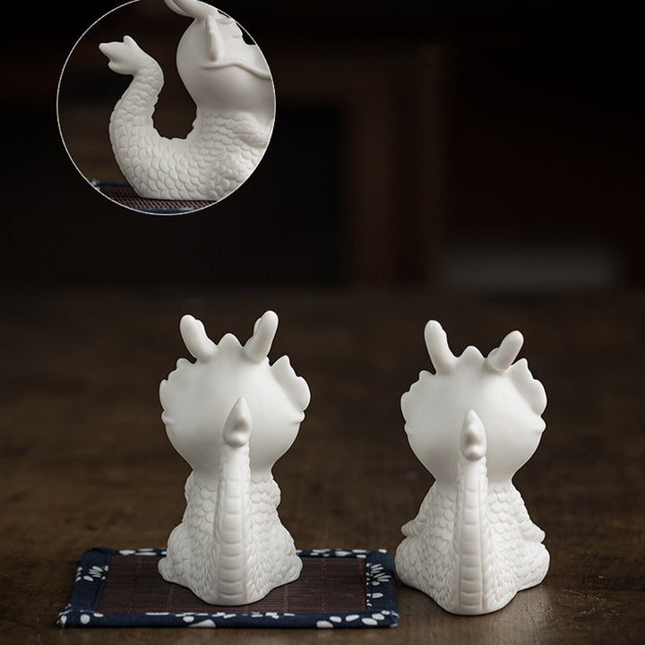 Buddha Stones Année du Dragon Chance Porcelaine Blanche Thé en Céramique Figurine pour Animaux de Compagnie Décoration de Maison - image 18