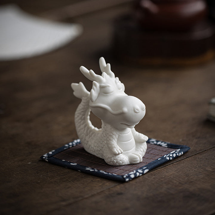 Buddha Stones Année du Dragon Chance Porcelaine Blanche Thé en Céramique Figurine pour Animaux de Compagnie Décoration de Maison - image 11