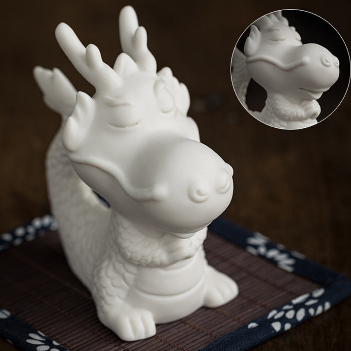 Buddha Stones Année du Dragon Chance Porcelaine Blanche Thé en Céramique Figurine pour Animaux de Compagnie Décoration de Maison - image 5