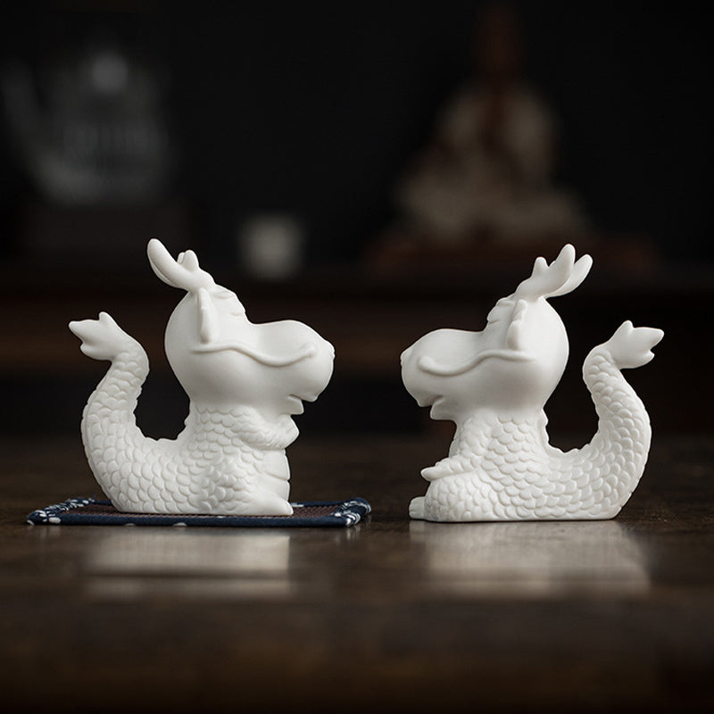 Buddha Stones Année du Dragon Chance Porcelaine Blanche Thé en Céramique Figurine pour Animaux de Compagnie Décoration de Maison - image 19