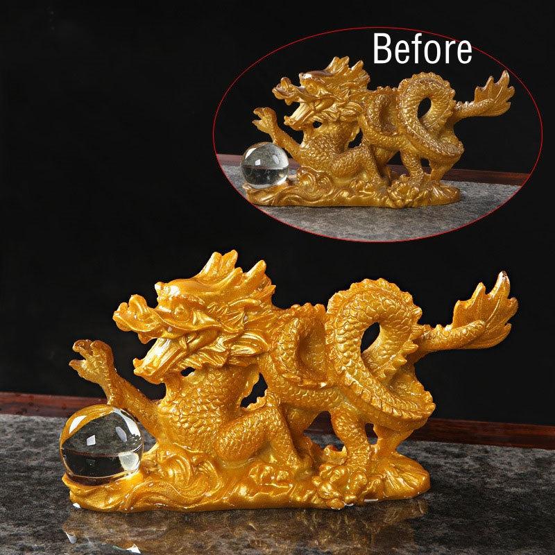 Buddha Stones Année du Dragon Couleur Changeante Résine Cheval Chance Thé Animal Maison Figurine Décoration - Dragon d'or 15*4,5*7,7 cm - image 19