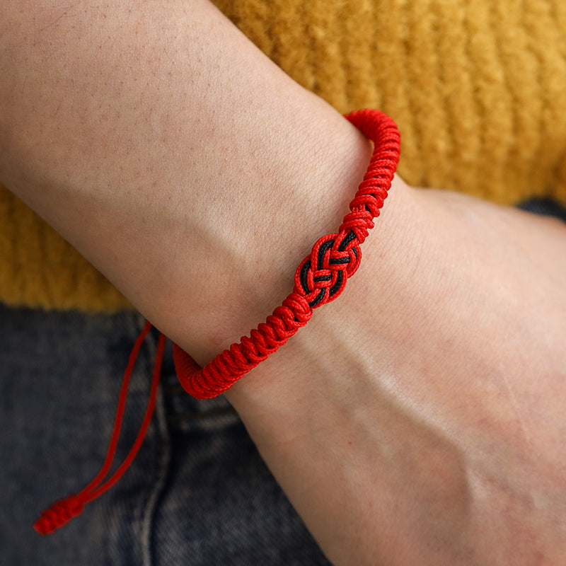 Bracelet tibétain en corde avec protection et nœud chinois porte-bonheur, lot de 2 Buddha Stones