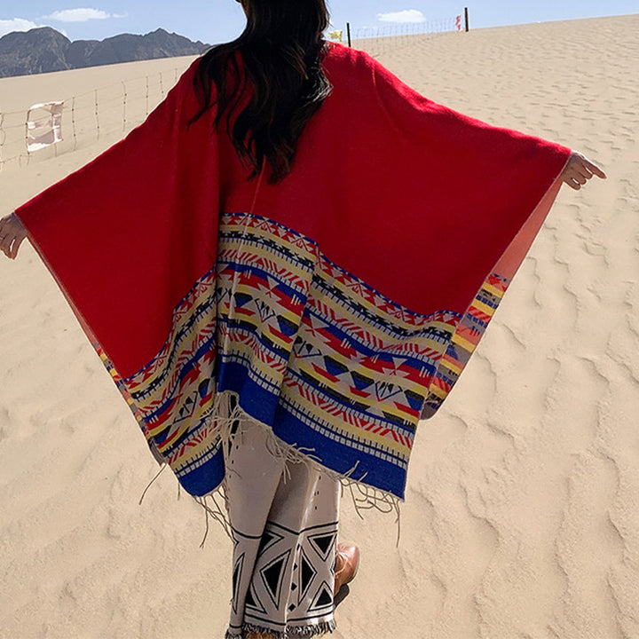Châle tibétain en Buddha Stones, écharpe de voyage confortable et colorée à géométrie d'hiver - image 16