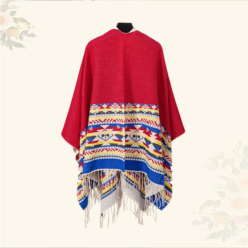 Châle tibétain en Buddha Stones, écharpe de voyage confortable et colorée à géométrie d'hiver - image 24