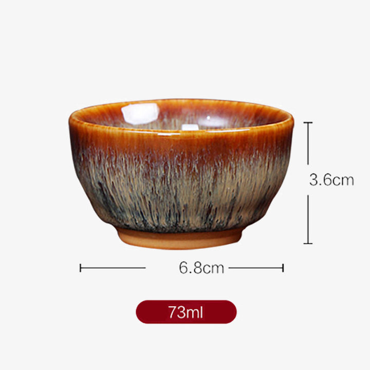 Tasse à thé en céramique avec 12 motifs du zodiaque chinois et Buddha Stones Tasse à thé chinoise Kung Fu Jian Zhan 73 ml