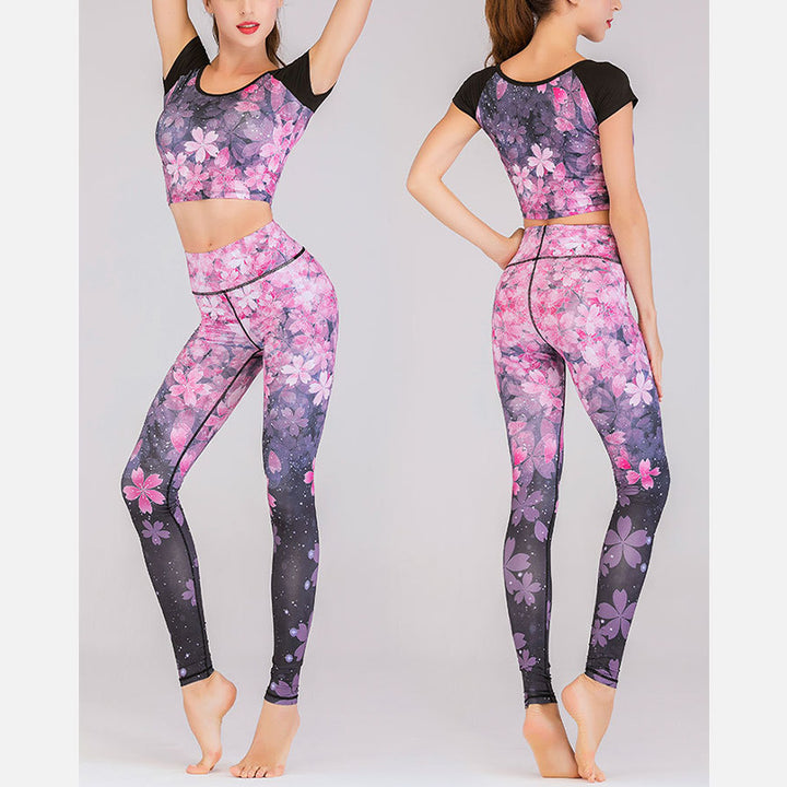 Ensemble de yoga pour femme avec haut et pantalon imprimé paon et Buddha Stones, 2 pièces, lotus, phénix, fleurs de printemps - image 16