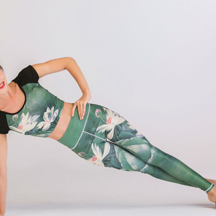 Ensemble de yoga pour femme avec haut et pantalon imprimé paon et Buddha Stones, 2 pièces, lotus, phénix, fleurs de printemps - image 3