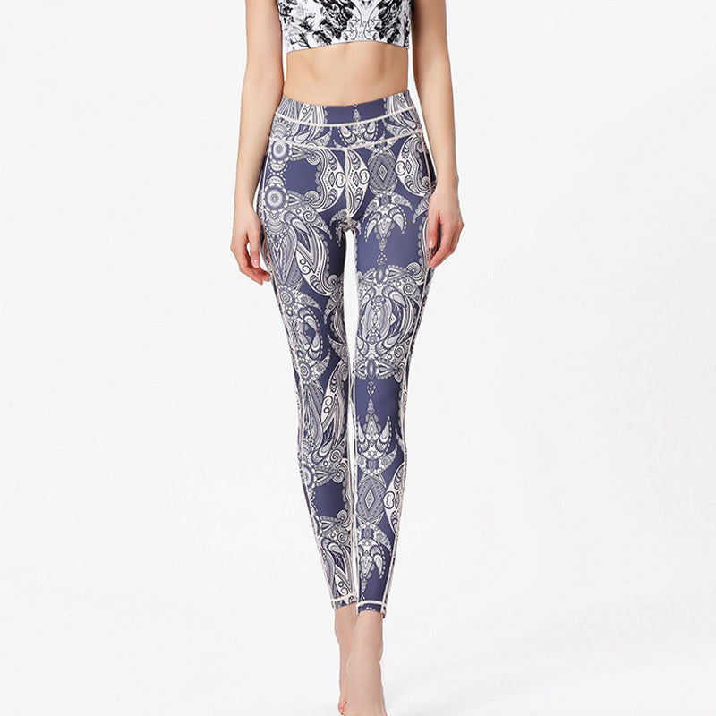 Pantalon imprimé Buddha Stones Fleurs Feuilles Leggings de sport Fitness Yoga Pantalons de yoga pour femmes