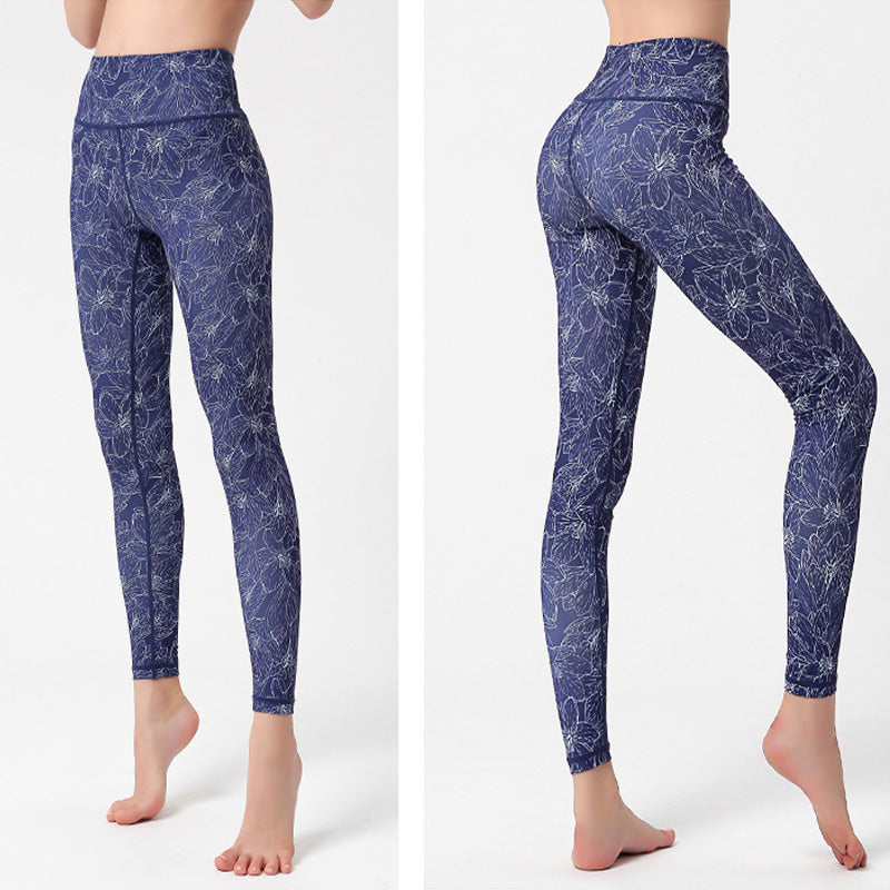 Pantalon imprimé Buddha Stones Fleurs Feuilles Oiseaux Leggings de sport Fitness Yoga Pantalons de yoga pour femmes