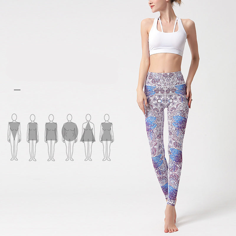 Pantalon imprimé Buddha Stones Fleurs Feuilles Oiseaux Leggings de sport Fitness Yoga Pantalons de yoga pour femmes