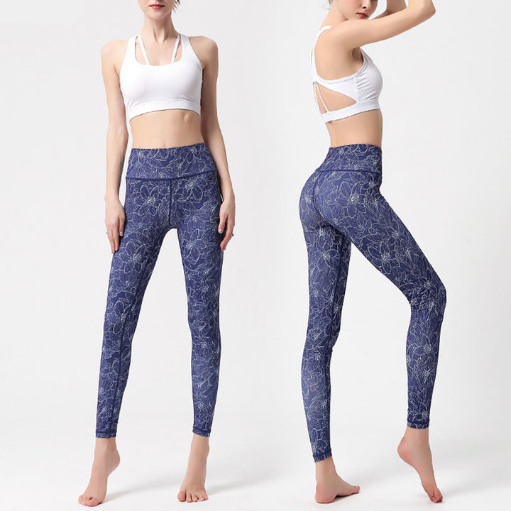 Pantalon imprimé Buddha Stones Fleurs Feuilles Oiseaux Leggings de sport Fitness Yoga Pantalons de yoga pour femmes