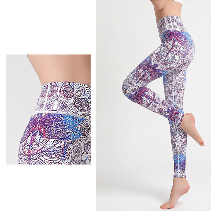 Pantalon imprimé Buddha Stones Fleurs Feuilles Oiseaux Leggings de sport Fitness Yoga Pantalons de yoga pour femmes