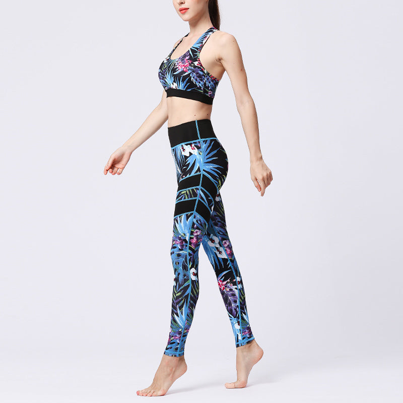 Ensemble de yoga pour femme avec haut et pantalon imprimé fleurs de tournesol et feuilles de Buddha Stones 2 pièces - image 34
