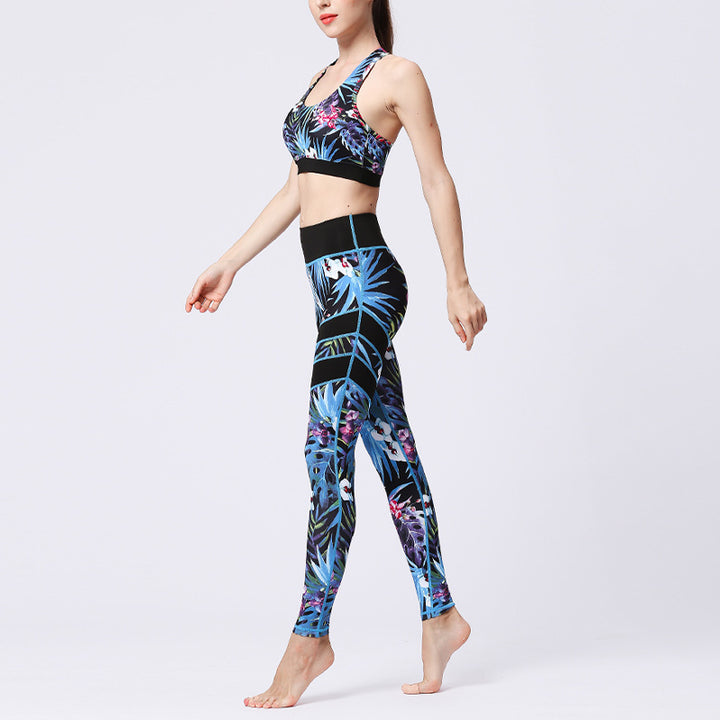 Ensemble de yoga pour femme avec haut et pantalon imprimé fleurs de tournesol et feuilles de Buddha Stones 2 pièces - image 34