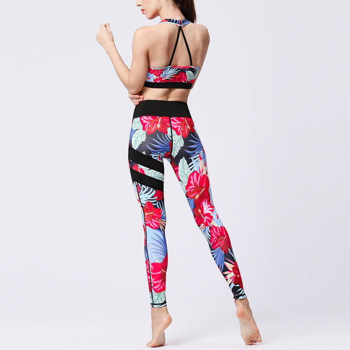 Ensemble de yoga pour femme avec haut et pantalon imprimé fleurs de tournesol et feuilles de Buddha Stones 2 pièces - image 41