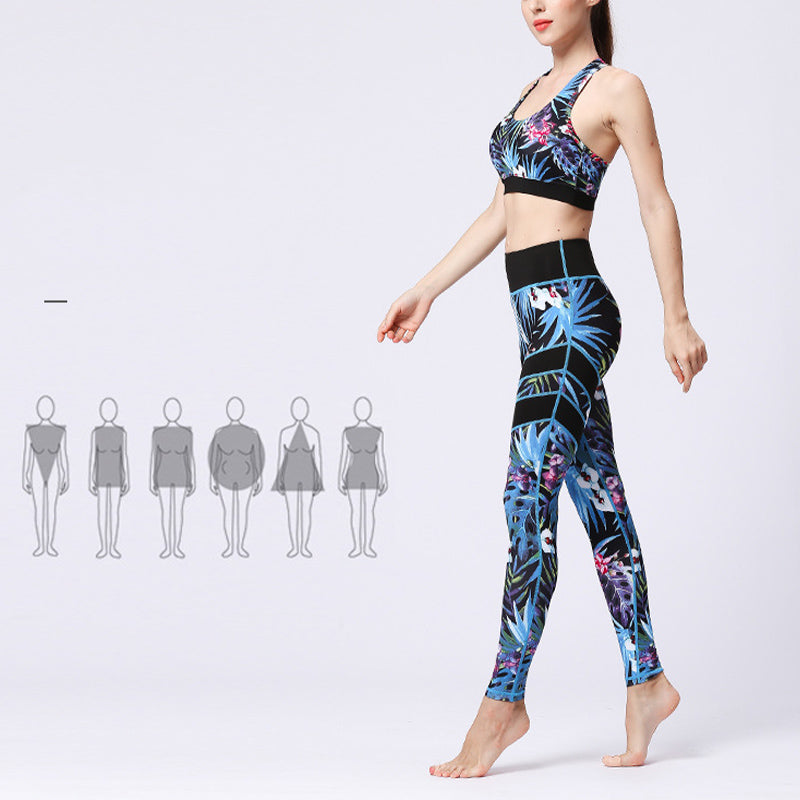 Ensemble de yoga pour femme avec haut et pantalon imprimé fleurs de tournesol et feuilles de Buddha Stones 2 pièces - image 37