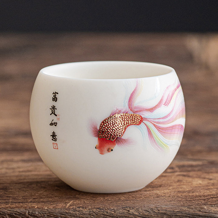 Tasse à thé en céramique blanche en porcelaine avec Buddha Stones