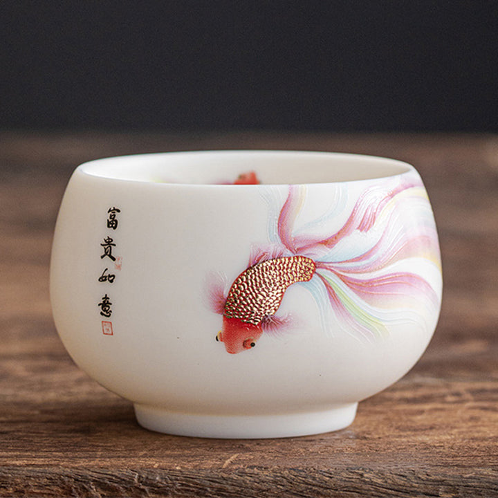 Tasse à thé en céramique blanche en porcelaine avec Buddha Stones