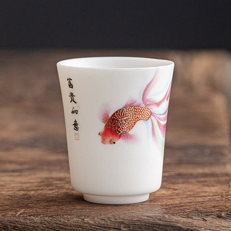 Tasse à thé en céramique blanche en porcelaine avec Buddha Stones