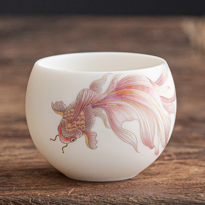 Tasse à thé en céramique blanche en porcelaine avec Buddha Stones