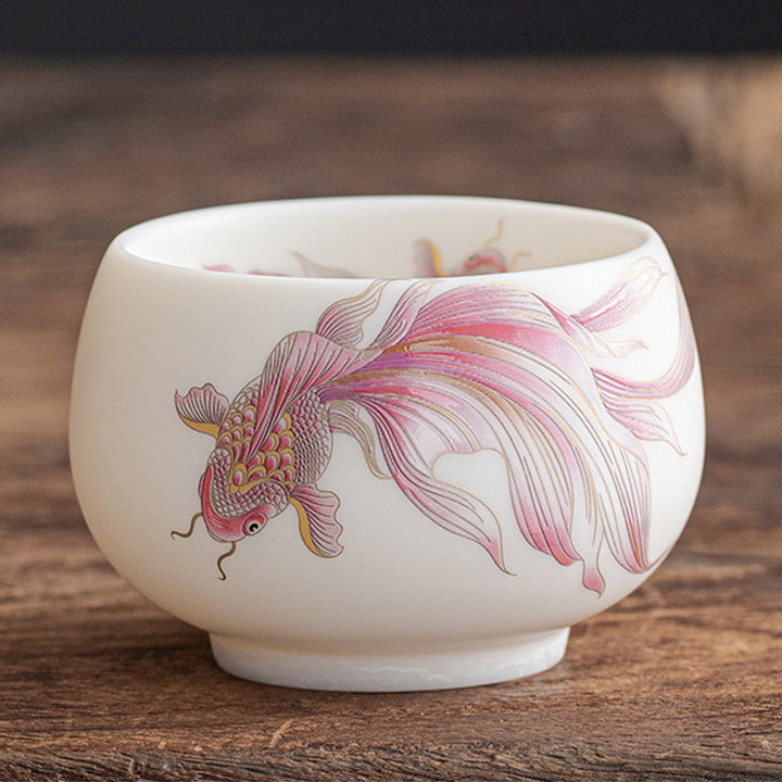 Tasse à thé en céramique blanche en porcelaine avec Buddha Stones