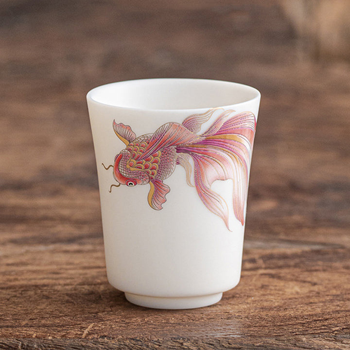 Tasse à thé en céramique blanche en porcelaine avec Buddha Stones