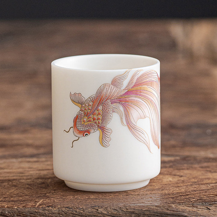 Tasse à thé en céramique blanche en porcelaine avec Buddha Stones