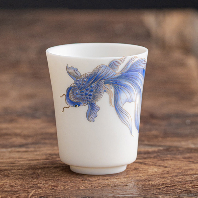 Tasse à thé en céramique blanche en porcelaine avec Buddha Stones