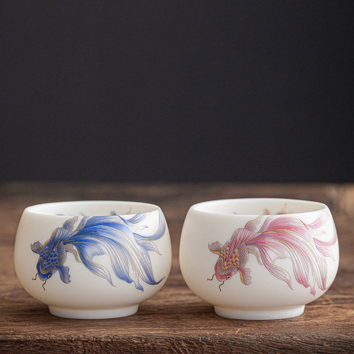 Tasse à thé en céramique blanche en porcelaine avec Buddha Stones